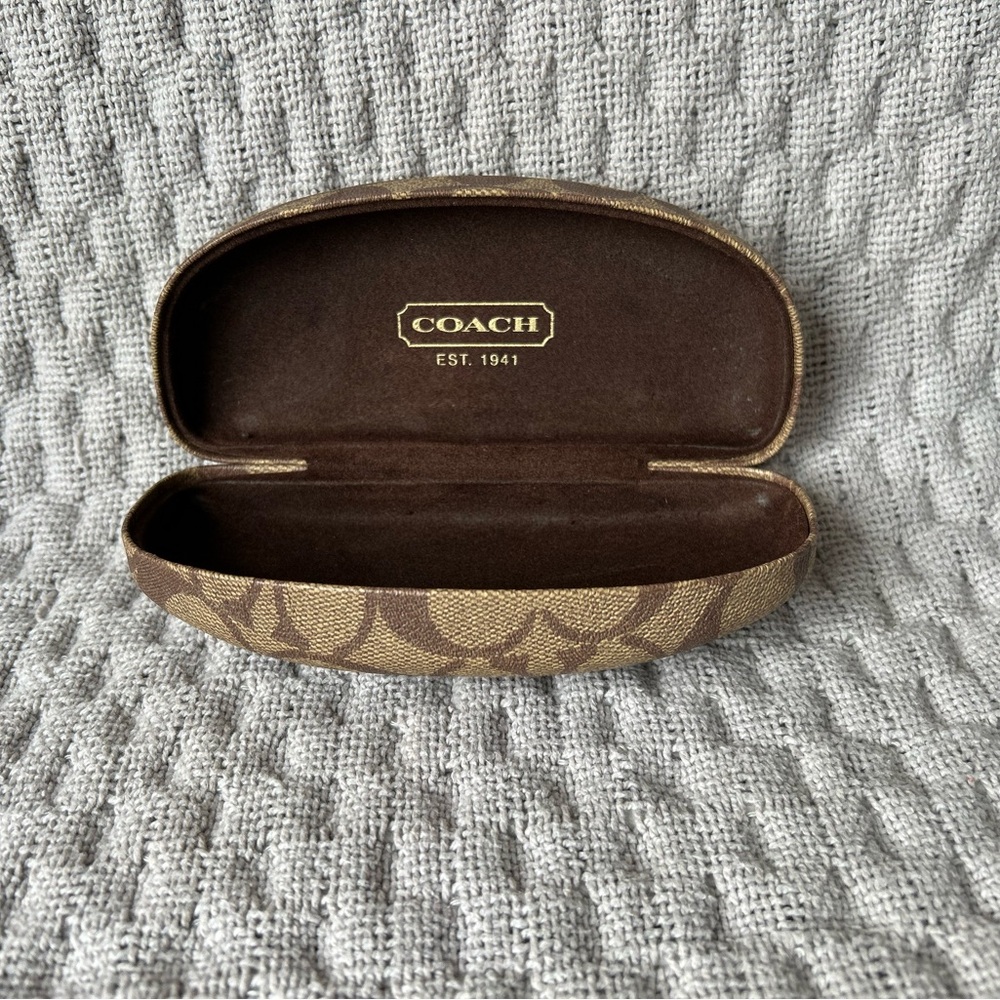 Coach Brown Glasses Case with Textured Exterior